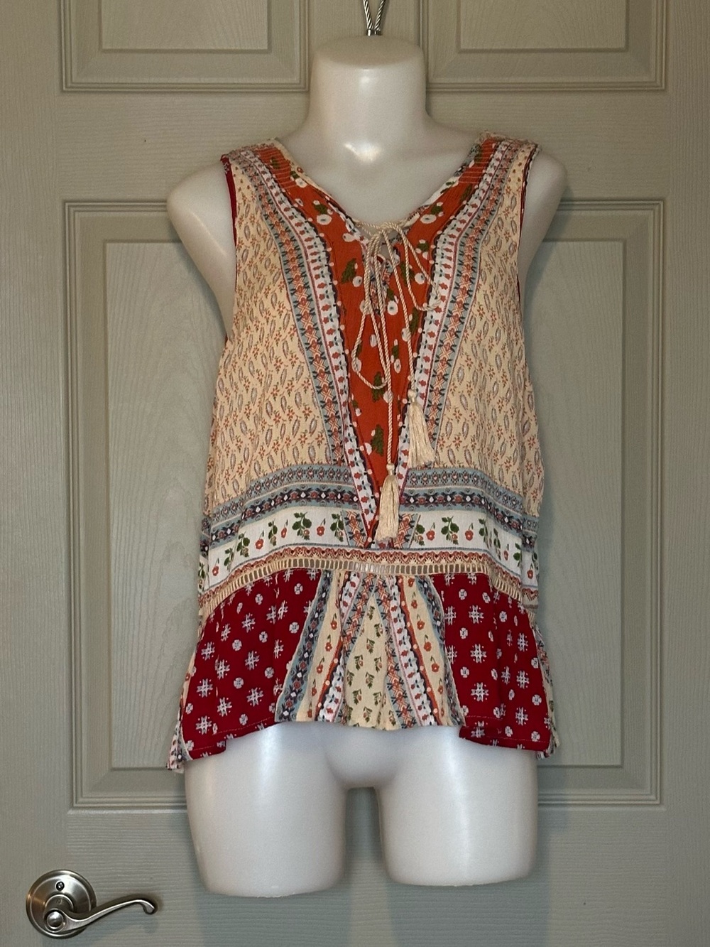 PATRONS of PEACE e Boho Floral Mixed Print Tank - Size Large
